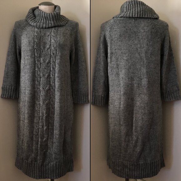 [Joe Fresh] Grey Cable Knit Sweater Dress | L | Good - Picture 1 of 8